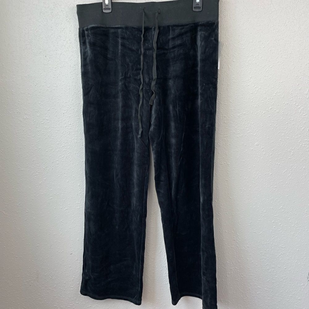 EUC PBX BASICS Womens Black Velour Sweatpants Size L